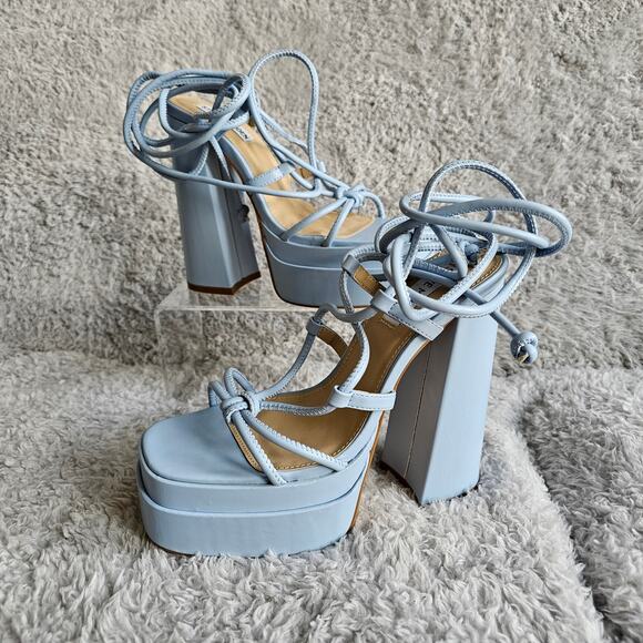 NEW Steve Madden Women's Emery Platform Strappy Heeled Sandals Size 8 Light Blue - Picture 1 of 7